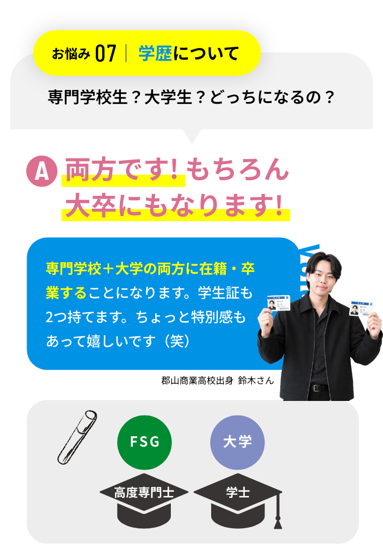 両方です! もちろん大卒にもなります!